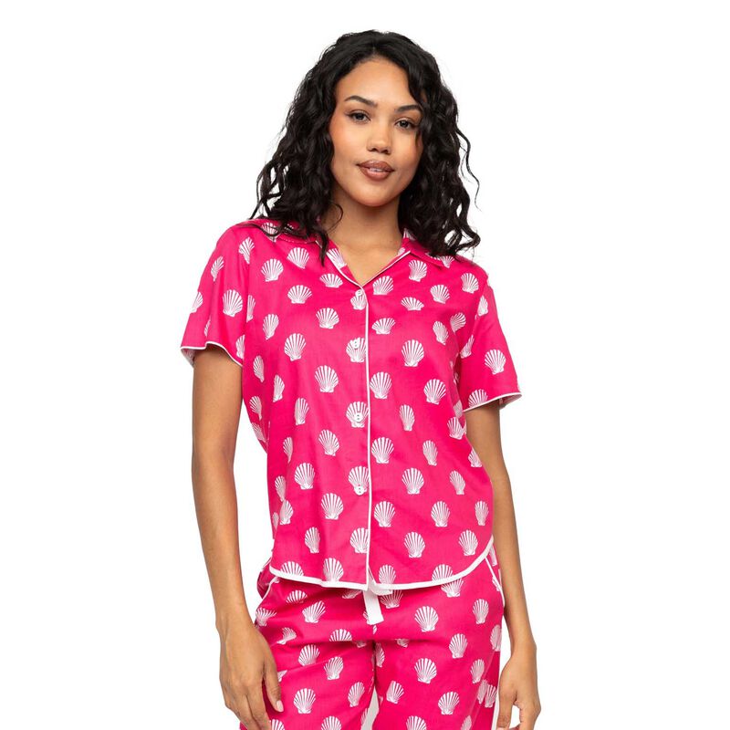 Cyberjammies Bright Pink Shell Print Short Sleeve Pyjama Top image number 0